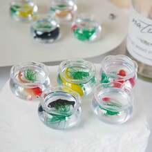 1个迷你娃娃屋鱼缸，1:12比例微型树脂配件，玻璃金鱼缸，家居模型，适合花园场景装饰，桌面摆件，微型景观场景惊喜礼物。 - 彩色 - 查看 2