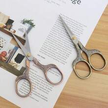 Retro Plum Blossom Scissors, Stainless Steel Household Scissors, Window Decorations, Embroidery, Paper-Cutting, Thread Cutting, Handmade Small Scissors - Gold + Silver + Rose Gold - View 2