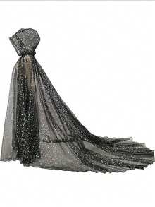 Women's Bridal Sheer Hooded Cloak Shawl Dress Robe, Halloween Costume, Wedding, Carnival, Valentine's Day Autumn Outfit - Multicolor - View 7