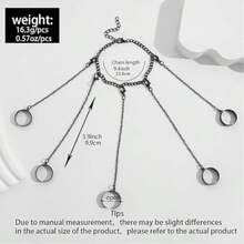 1 PC Punk Chain Tassel Bracelet With Finger Rings, Gothic Hand Harness & Kurapika Chain Hand Chain Jewelry For Women And Men - Silver Black - View 8