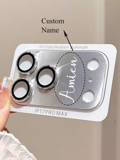 Protector de pantalla de vidrio templado de cobertura total personalizado con nombre compatible con iPhone 17 Pro Max 17 Pro, resistente al impacto, resistente a los arañazos, antihuellas dactilares, diseño minimalista, protector de lente de cámara