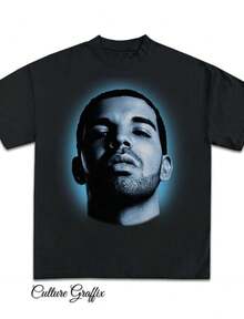 Drake Shirt Vintage Rap Tee Drake Hip Hop Graphic Print T-Shirt Merch T Shirt Drake Oversized Heavy Cotton Tee Shirt.Jpg - 黑色 - 查看 1