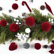 yAdornos de terciopelo para decoraciones de arbol de Navidad juego de adornos de Navidad flocados de color borgoña para decoracion de dia festivo de invierno bolas de Navidad inastillables a granel - Borgoña - Ver 4