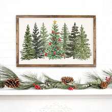 1 pieza, Árbol de Navidad - Decoración navideña simple y elegante para el Día de Navidad, Decoración navideña para el hogar, sala de estar, dormitorio, fiesta, baile de graduación, Material de lienzo (con marco)/Festival de Navidad - Multicolor - Ver 10