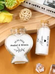Custom Couples Mini Jars With Text,Personalized Mini Jars With Cork Lids,Customized Sand Jars Keepsake,Customizable Small Decorative Jar,Wishing Bottle,Memory Bottle,Beach Honeymoon,Valentine's Day,Wedding Gifts,Cute Glass Jar,Birthday Gifts,Bedroom,Living Room,Groom,Bride,Friends,Couple,Family,Father,Mom - Style B - View 5