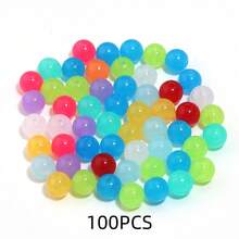 20 à 100 pièces Perles d'espacement rondes en acrylique coloré, perles fantaisie mignonnes aux couleurs aléatoires mélangées, faites main pour la création de bijoux, pendentifs, breloques pour téléphone, porte-clés et décorations artisanales. - Mélanger les couleurs au hasard - Voir 14