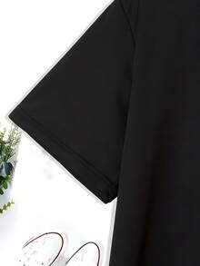 Women's Casual Short Sleeve T-Shirt -  Chicago Glitter Bears Logo Print Round Neck Summer Top, Machine Washable, Ladies T Shirts, Casual Attire, Modern Look, Comfortable Fit-Black - 黑色 - 查看 5