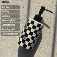 1 Buah Dispenser Sabun Keramik, Botol Silinder Isi Ulang 300ml dengan Desain Papan Catur Aneka Warna, Tidak Membutuhkan Daya, Mudah Dibersihkan, Untuk Sabun Tangan, Gel Mandi, Sampo, Losion, Sempurna untuk Penggunaan di Rumah, Dapur, Kamar Mandi, dan Hotel. - MultiWarna - View 8
