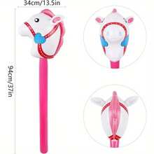 PVC Inflatable Horse Head Stick Party Toy, Cartoon Animal Head Long Stick Stage Game Props, Children Photography Toy, Parent-Child Interactive Props