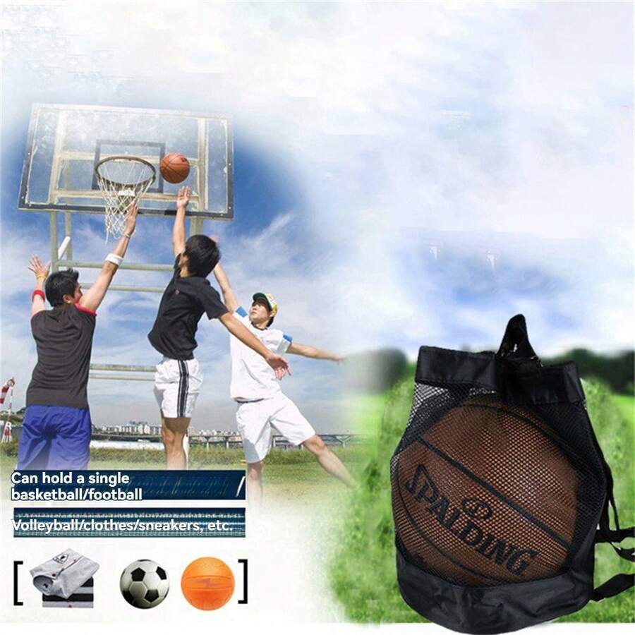 1pc Drawstring Mesh Sports Bag, Suitable For Storing Volleyball, Soccer, Basketball - Multicolor - View 1