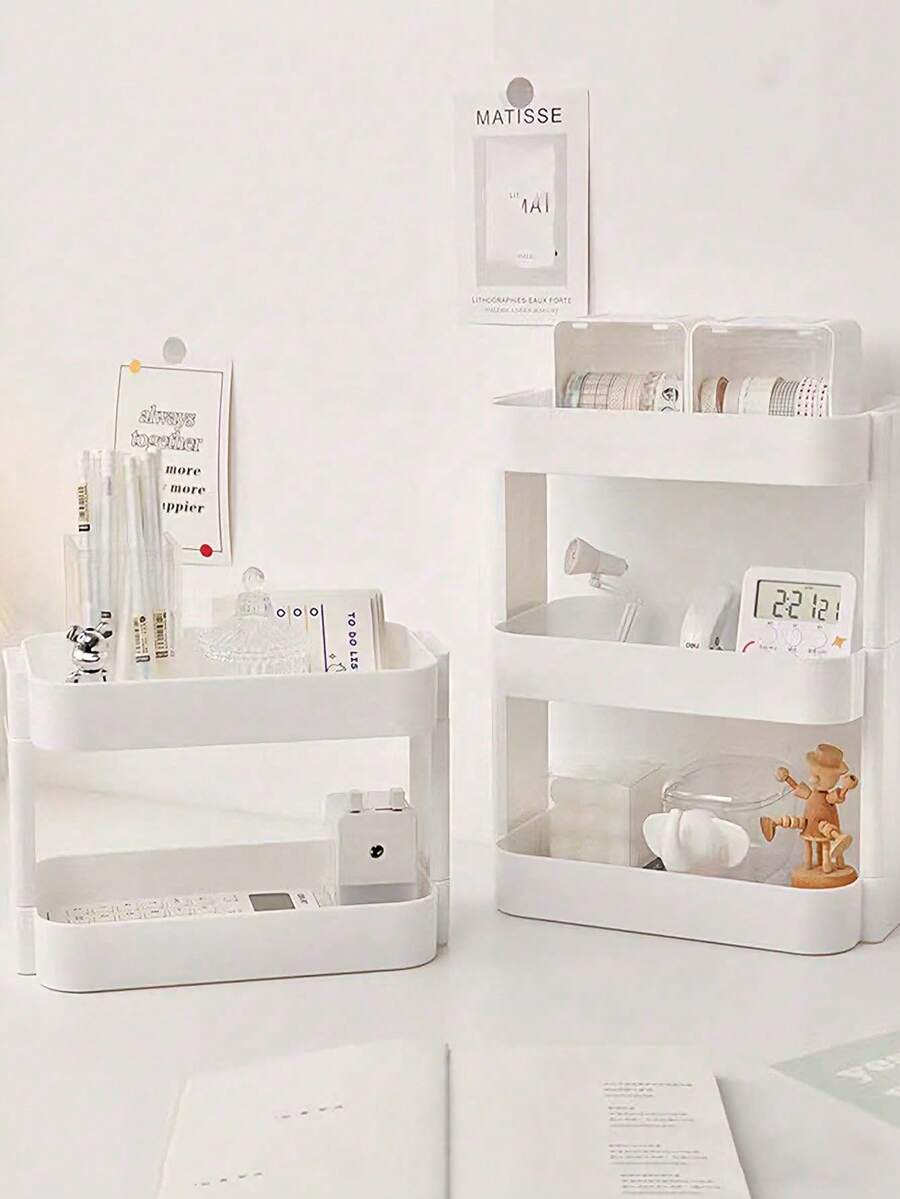 1pc Desktop Organizer Rack, Multi-Layer Storage Shelf, Bedside Book Shelf, Student Desk/Office Computer Desk Top Organizer, Makeup Display Rack Suitable For Dorm, Bathroom, Kitchen, Bedroom, Desk Tidying