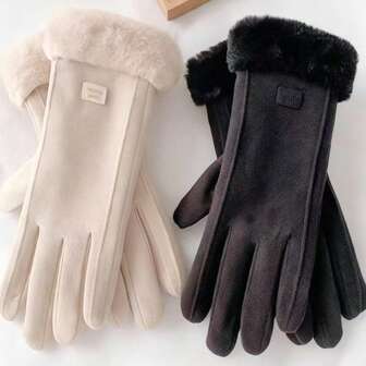 2双加厚女士骑行手套，保暖冬季骑行手套