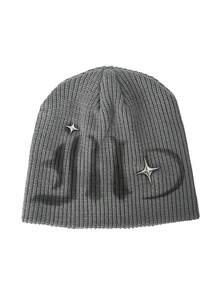 1顶涂鸦风格针织帽，保暖街头休闲字母印花帽，Y2K时尚，适合秋冬、夏季、海滩、假日等场合。 - A - 查看 5