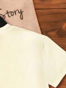 Young Girl Letter Print Short Sleeve T-Shirt - Apricot - View 6