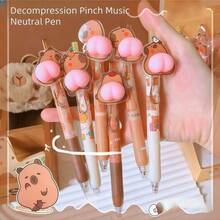 3支/1支 水豚屁股挤压减压卡通创意圆珠笔（黑色墨水）