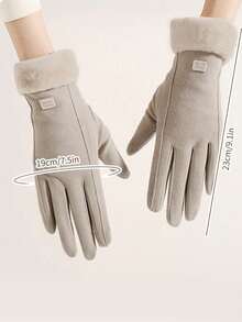 1pair Autumn And Winter Women's Warm Gloves, Touchable Padded Thickened Gloves, Windproof Cute Gloves For Students, Suitable For Riding, Car Driving, Sports & Daily Use, Warm Comfortable - trắng đục + đen - Xem 3
