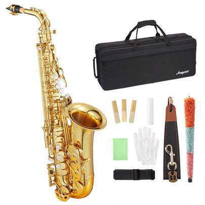Saxophone, Alto Saxophone For Beginners, E-Flat, Full Kit With Carrying Case, Strap, Cleaning Brush & Cloth