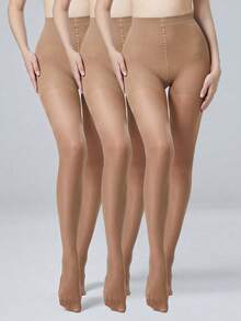 1/2/3 Pairs Women's Cozy 40D Sexy Body Shaper Tights With Tummy Control & Butt Lifter Tights, Fashionable And Simple Pantyhose, Solid Sheer - Multicolor - View 37