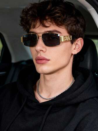 1pc Personalized Pilot Retro Men's Fashion Glasses, Suitable For Autumn And Winter Family Outings, Trips, Beaches, Music Festivals, And Daily Clothing Accessories