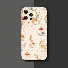 1PC Phone Case ,  Bunnies Mushrooms Flowers Leaves Stars , Stylish Phone Case, Phone Decoration, All-around Lens Protection, Creative Small Gift, Funny Gift for Boys and Girls - Negro - Ver 3