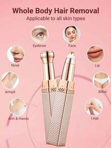 2-In-1 Electric Eyebrow Trimmer Suitable For Women's USB Rechargeable, 2-In-1 Shaver And Eyebrow Trimmer, Suitable For Eyebrows, Cheeks, Chin, Armpits, Legs, Hands, Mini Hair Remover And Lipstick Shaped Epilator Cordless Shaver, Ideal Women's Gift - 彩色 - 查看 3