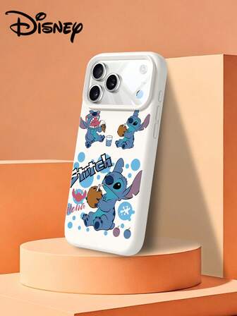  1pc Cartoon Disney Anti-Drop Silicone Phone Case, Stitch Eating Ice Cream Print, Suitable As Holiday Gift Compatible With Apple Xs/Xr/11 12 13 14 15 16 17 Pro/Pro Max/14 15 16 Plus