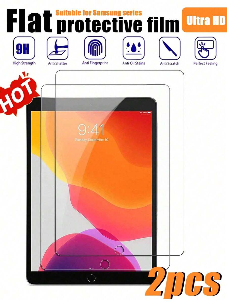2pcs 9H Aluminum Oxide Tempered Glass Screen Protector, Ultra-Clear High Definition, Shatterproof, Anti-Scratch, Anti-Fingerprint, Compatible With IPad 2025 (IPad A16)/Pro 13-Inch (2024)/Pro 11-Inch (2024)/Air 13-Inch (2024/2025), Galaxy Tab S7+/S8+/S9+/S10+/S9FE+/S7Fe/S7/S8/S9/A9+/S9FE/A10+/S10 Lite/S11/T876/T870 11 Inch