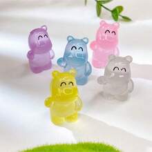 10个迷你树脂河马微缩模型，夜光迷你树脂模型，小动物模型，黑暗中会发光，适用于工艺品、景观、花园、家居装饰（颜色随机）