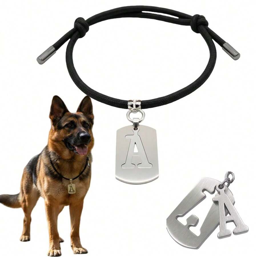 1 pièce Collier réglable pour chien de compagnie avec 26 charms de lettres majuscules, accessoire de décoration de nom de compagnie de mode, convient aux chiens petits/moyens/grands pour l'intérieur et l'extérieur - Multicolore - Voir 1