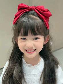 1 Pezzo Fermaglio per capelli con fiocco rosso, accessori per capelli da ragazza, fermaglio a molletta a tre strati per acconciatura a coda di cavallo, adatto per vestiti rossi da Capodanno, decorazione per feste e vita quotidiana - Rosso - Visualizzare 6