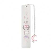 1pc padrão de lua marcadores novidade marcadores de aço inoxidável presentes para amantes de livros, marcadores de leitura presentes de aniversário para amigos da família meninas - Tamanho Único - Ver 22