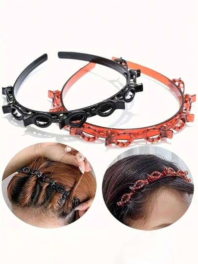 2 piezas/1 pieza Conjunto de accesorios para el cabello de moda, Pinzas para el cabello perezosas, Pinzas para el cabello con flequillo de verano para mujeres, Accesorios para el cabello con diadema alta, Bandas para el cabello, Aros para el cabello, Lazos para el cabello