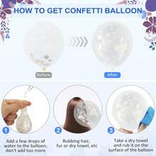 Blue Purple Frozen Balloons, 50/100/150/200pcs - 12 Inch Balloons Metallic Purple Blue Purple Latex Balloons Snowflake Silver Confetti Balloons For Birthday Wedding Anniversary Bridal Shower Graduation Baptism Gender Reveal Winter Woodland Frozen Party New Year Decorations - Blue and Purple Snowflake Sequins - View 6