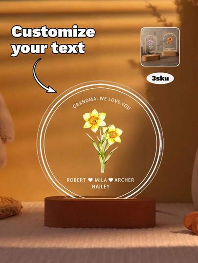 Custom Personalized Birth Month Flower Gifts For Mom, Acrylic Night Light, Boho LED Light, Christmas Gifts, Custom Mom Night Light, Grandma Gift,Valentine's Day Gift, Couple Gift,Unforgettable Gratitude Gift For Celebrating Special Days,Personalized Weddings And Romantic Occasions Gifts