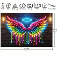 1 miếng vải trang trí tường hình cánh thiên thần neon phát sáng - Vải trang trí đa năng, nhiều kích cỡ, thích hợp cho phòng khách, phòng ngủ, văn phòng và không gian ngoài trời - Phụ kiện tiệc tùng hoàn hảo và quà tặng ngày lễ - Nhiều màu - Xem 4