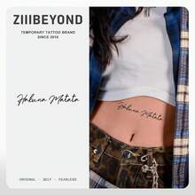 1张英文字母风格精美草本图案临时纹身贴纸，防水防汗 - 黑色 - 查看 1