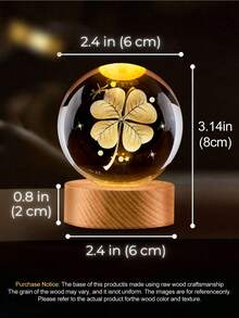 1pc 精美水晶球小夜灯 3D水晶球小夜灯暖光开关LED空间装饰 带LED底座的水晶球球体装饰灯 星系团'土星月亮'太阳系银河系 兔子看月亮 水母 星空漫步 四叶草或独角兽水晶球桌面照明 家居 卧室装饰灯 卧室摆件 创意情人节 礼物 送给男孩女孩的礼物