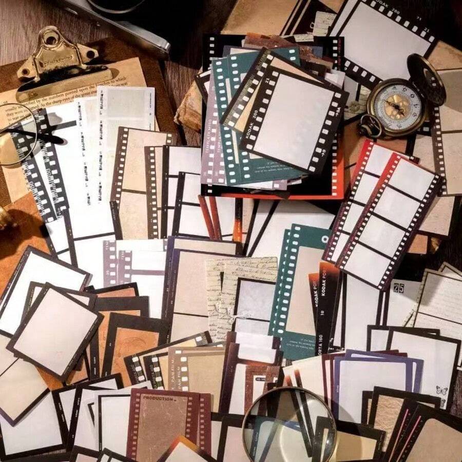 Retro Film-Style Handmade Notebook Decoration Materials, Office Stationery - Multicolor - View 1