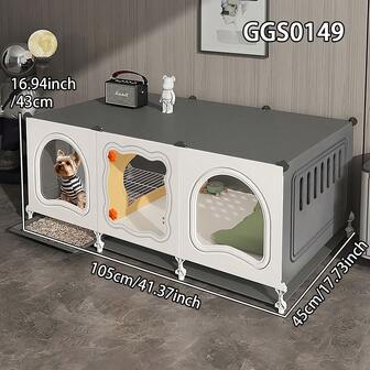 Dog Cage With Litter Box, Indoor Large Space Rabbit Villa, Cat Cage With Tray