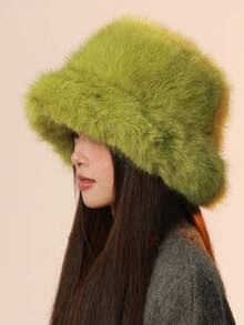 1pc Women/Men Autumn/Winter Plush Soft High-Quality Fuzzy Bucket Hat, Outdoor/Commute Warm Windproof Breathable Stylish Versatile Bucket Hat, Suitable For Various Occasions
