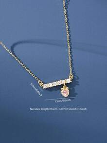 1pc S925 Sterling Silver 14K Gold Plated Zirconia Inlaid Layered Necklace, Fashionable & Sweet For Women - one-size - View 8