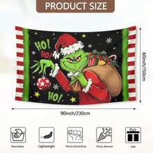 The Grinchs Merry Christmas Tapestry Flag Photo Backdrop Christmas Banner For Xmas Room Aesthetic Living Room Bedroom Party Decorations College Dorm Decor - Multicolor - View 6