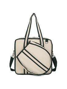 Korean Style Canvas Tennis Bag, Portable Large Capacity Handbag Shoulder Bag, Outdoor Sports Tennis Racket & Badminton Racket Storage Bag - Multicolor - View 12