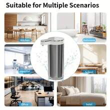 1 Máy xịt xà phòng tự động bằng thép không gỉ 304, Cảm biến không chạm - Sạc qua USB, Dung tích 350ml, 4 vòi xịt xà phòng dạng bọt có thể điều chỉnh, Thích hợp cho tủ đựng đồ trong phòng tắm, vòi hoa sen, nhà bếp - Nhiều mô hình - Xem 9