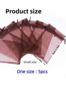 5/20 pièces Lot de sacs en organza de couleur unie, sacs cadeaux pour emballage de bonbons et chocolats, sacs en maille, sacs cadeaux à cordon pour rangement de bagues et boucles d'oreilles - Marron - Voir 8