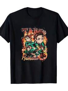 A Casual Printed Round Neck Pullover Short Sleeved T-Shirt Nezuko Kid Slayers Anime Manga Demon Ladies' Crewneck T-Shirt T-Shirts Bring Joy And Happiness To Every Child - 黑色6 - 查看 8