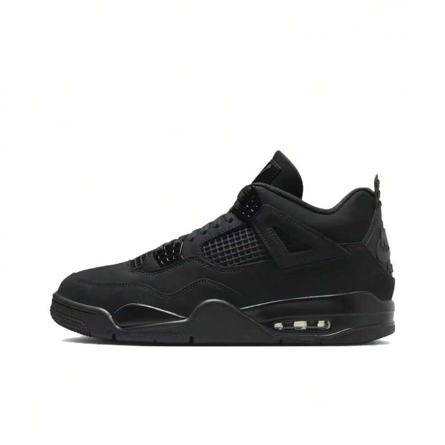 Nike Jordan Air Jordan 4 "Black Cat" 黑貓 時尚舒適 中幫 復古籃球鞋 男女同款 黑色 - 黑色 - 查看 1