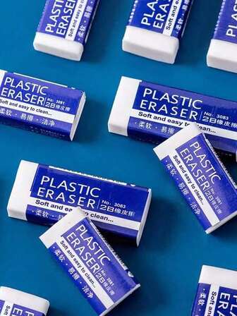 2pcs/ White Rectangular Eraser With For Pencils Writing, Office And Learning Eraser, Stationery Back To School