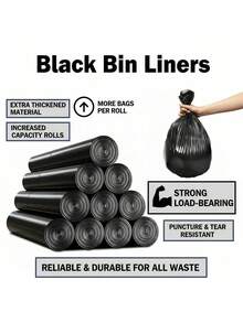 100/200pcs Black Polyethylene Garbage Bags, Thick Leak-Proof Multi-Purpose Trash Bags, Suitable For Recyclables, Bathroom Waste, Food And Pet Waste, Odorless, Fit For Home, Office And School Use - Multicolor - View 1