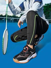 1 Pair Kids' Spring/Autumn Badminton Shoes, Lace-Up, Mesh Upper, Non-Slip Rubber Sole, Adjustable Rotary Buckle, Easy On/Off, Suitable For Daily Sports, Badminton Matches, Multi-Scenario Sports Shoes - Multicolor - View 10